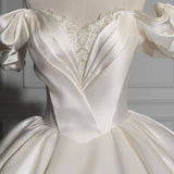 BMbride Romantic Off-the-shoulder Ball Gown Satin Wedding Dresses BMbride