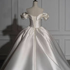 BMbride Romantic Off-the-shoulder Ball Gown Satin Wedding Dresses BMbride