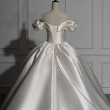 BMbride Romantic Off-the-shoulder Ball Gown Satin Wedding Dresses BMbride