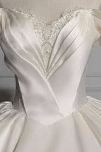BMbride Romantic Off-the-shoulder Ball Gown Satin Wedding Dresses BMbride