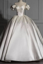 BMbride Romantic Off-the-shoulder Ball Gown Satin Wedding Dresses BMbride