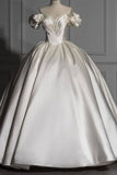 BMbride Romantic Off-the-shoulder Ball Gown Satin Wedding Dresses BMbride