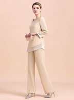 Round-Neck Long Sleeves Chiffon Jumpsuit BMbride