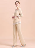 Round-Neck Long Sleeves Chiffon Jumpsuit BMbride
