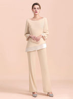 Round-Neck Long Sleeves Chiffon Jumpsuit BMbride