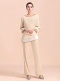 Round-Neck Long Sleeves Chiffon Jumpsuit BMbride