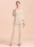 Round-Neck Long Sleeves Chiffon Jumpsuit BMbride