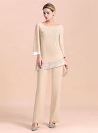 Round-Neck Long Sleeves Chiffon Jumpsuit BMbride