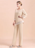 Round-Neck Long Sleeves Chiffon Jumpsuit BMbride