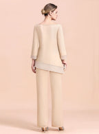 Round-Neck Long Sleeves Chiffon Jumpsuit BMbride