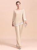 Round-Neck Long Sleeves Chiffon Jumpsuit BMbride