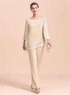Round-Neck Long Sleeves Chiffon Jumpsuit BMbride