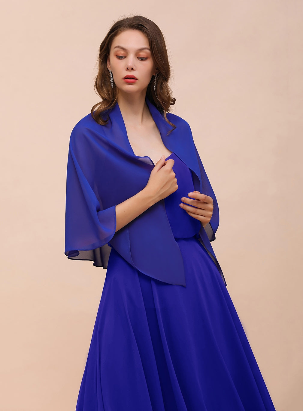Royal Blue Chiffon Special Occasions Wraps BMbride