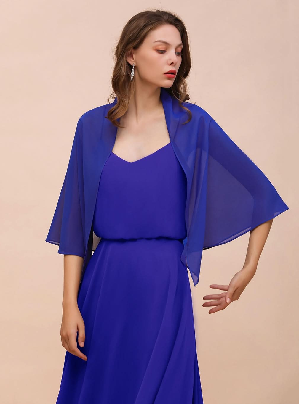 Royal Blue Chiffon Special Occasions Wraps BMbride