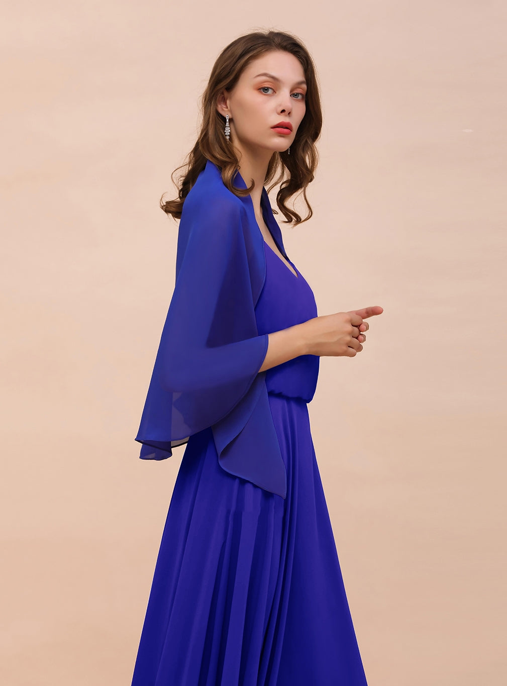 Royal Blue Chiffon Special Occasions Wraps BMbride