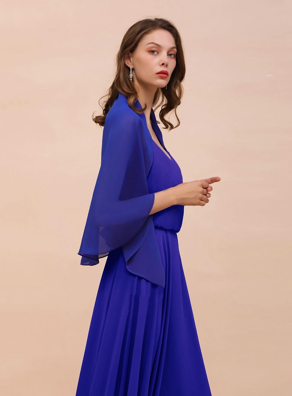 Royal Blue Chiffon Special Occasions Wraps BMbride