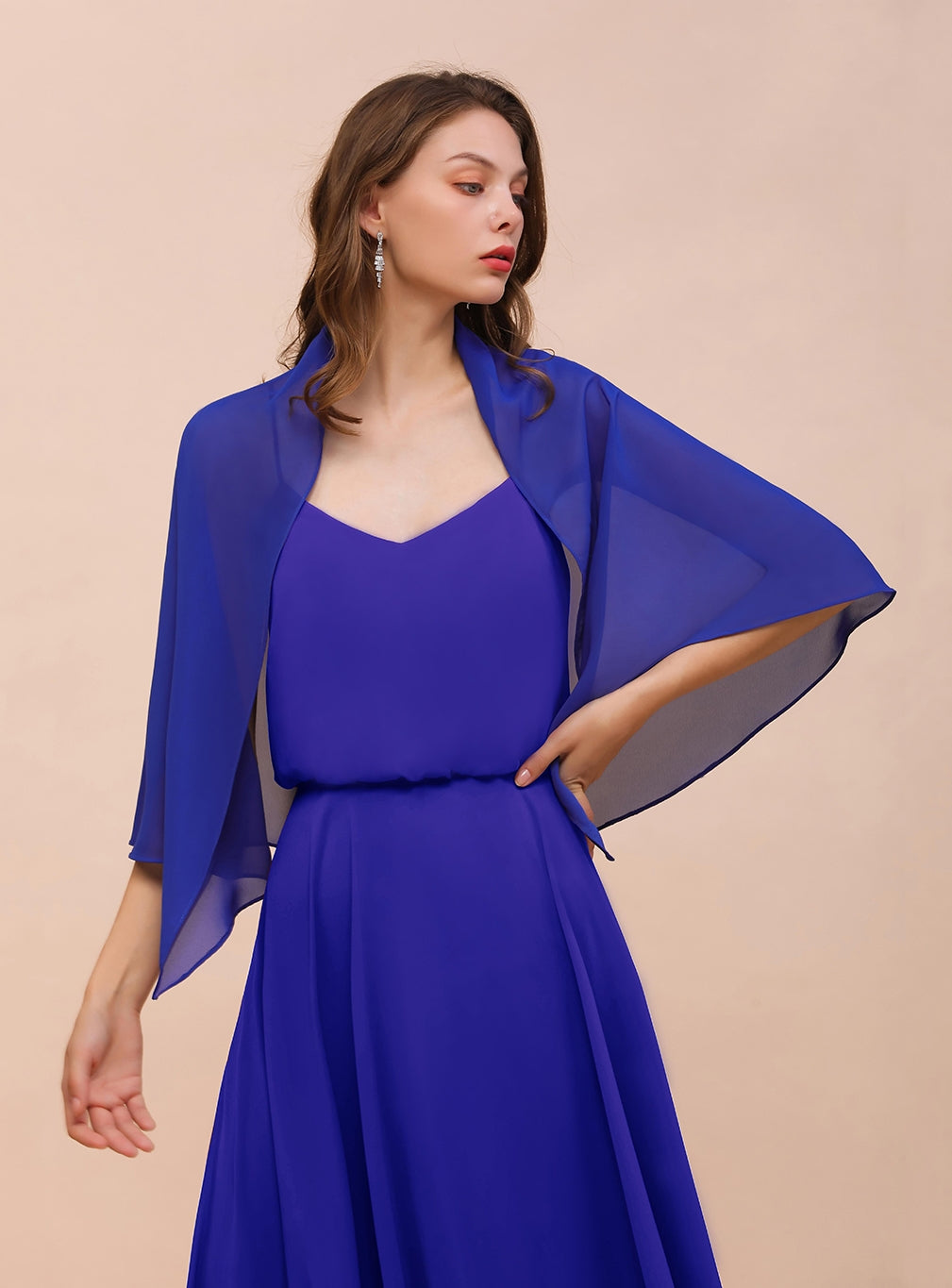 Royal Blue Chiffon Special Occasions Wraps BMbride