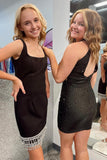 Eye-Catching Sparkly Bodycon V Neck Royal Blue Sequins Short Homecoming Dress BM bride