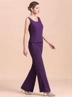 Scoop Straps Beading Chiffon Jumpsuit BMbride