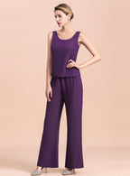 Scoop Straps Beading Chiffon Jumpsuit BMbride
