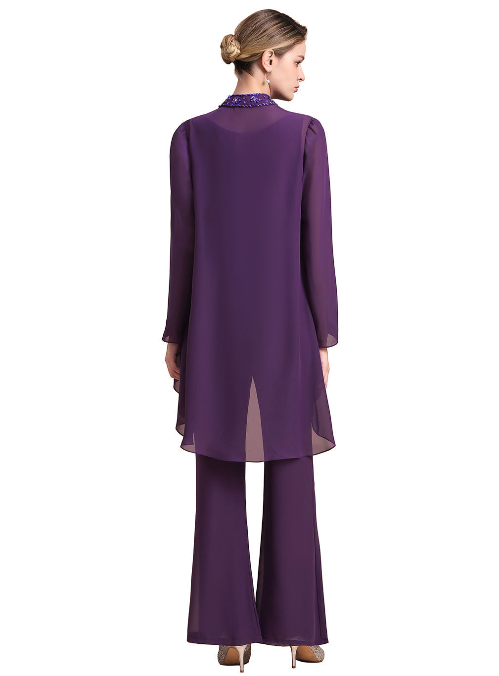 Scoop Straps Beading Chiffon Jumpsuit BMbride
