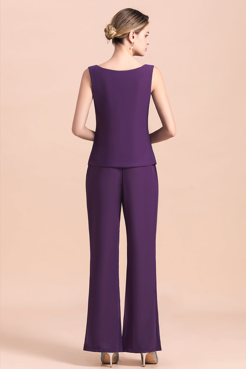 Scoop Straps Beading Chiffon Jumpsuit BMbride
