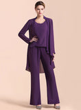Scoop Straps Beading Chiffon Jumpsuit BMbride