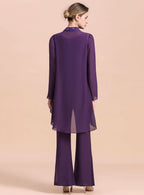 Scoop Straps Beading Chiffon Jumpsuit BMbride