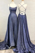 BMbride Sexy A-line Spaghetti Straps Ruffles Prom Dress with Slit BMbride