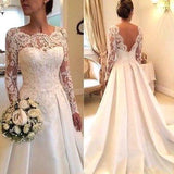 BMbride Sexy A-line Wedding Dresses with Sleeves Lace BMbride