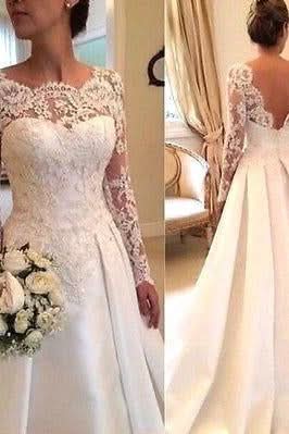 BMbride Sexy A-line Wedding Dresses with Sleeves Lace BMbride
