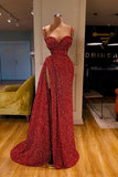 BMbride Sexy Long Mermaid Spaghetti Straps Sequins Prom Dress With Slit BMbride