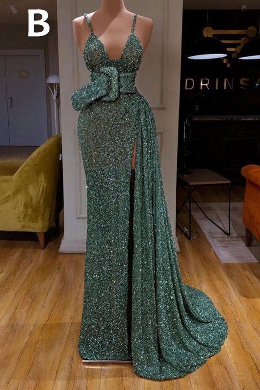 BMbride Sexy Long Mint Green Sequins Prom Dress Mermaid BMbride