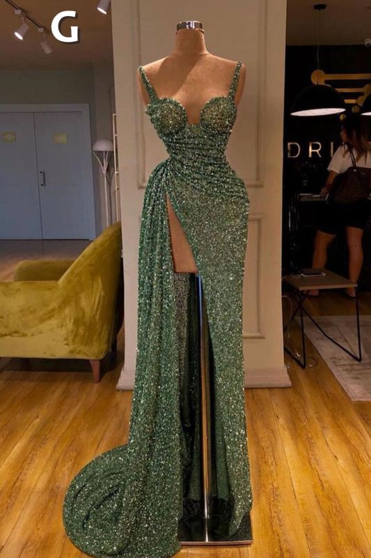 BMbride Sexy Long Mint Green Sequins Prom Dress Mermaid BMbride