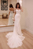 BMbride Sexy Off Shoulder Appliqued Beach with Court Train Ivory Elegant Wedding Dresses BMbride