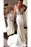BMbride Sexy Spaghetti Straps Pretty Mermaid Long Beach Elegant Wedding Dresses with Lace BMbride