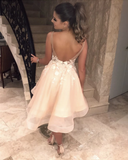 BMbride Sexy Spaghetti Straps V Neck Homecoming Dress | Chic Appliques Flowers Short Homecoming Dress BMbride