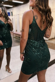 Chic Sheath V-neck Spaghetti Straps Bodice Mini Short Homecoming Dress BM bride