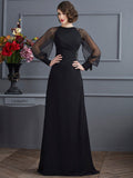 BMbride Sheath/Column Scoop Long Sleeves Beading Long Chiffon Prom Dresses BMbride