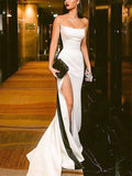 BMbride Sheath/Column Strapless Satin Sleeveless Prom Dresses BMbride
