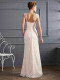 BMbride Sheath/Column Straps Sleeveless Beading Long Chiffon Prom Dresses BMbride