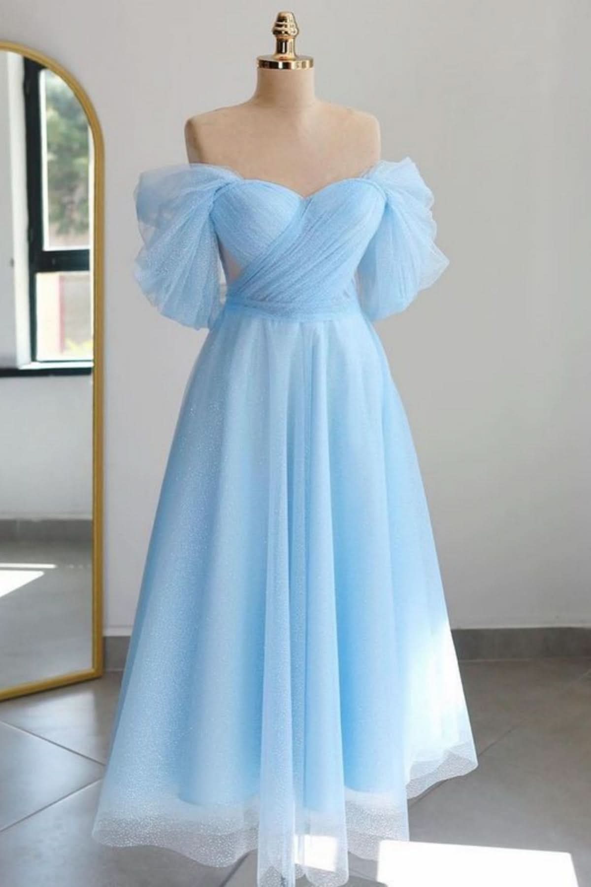 Stylish Sky Blue Sequins Lace Beaded Bodice Short Homecoming Dress BM bride