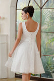 Scoop Neck Chiffon Short Prom Dress with Sequins, Sleeveless Knee-Length Party Gown BM bride