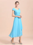 Short Sleeves Chiffon Tea-Length Dress BMbride