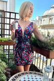 Eye-Catching Silver Cut Glass Mirrors Plunge V Short Party Dress BM bride
