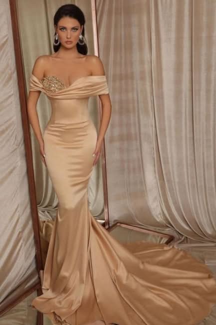 BMbride Simple Long Mermaid Prom Dresses with Glitter BMbride