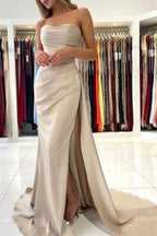 BMbride Simple Long Mermaid Sleeveless Prom Dresses With Slit BMbride