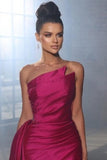 BMbride Simple Sleeveless Evening Dresses Fuchsia Long Prom Dresses With Slit BMbride