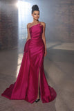 BMbride Simple Sleeveless Evening Dresses Fuchsia Long Prom Dresses With Slit BMbride