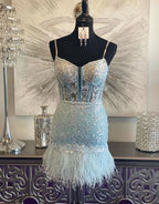 Dreamy A-Line V Neck Tulle Homecoming Dress BM bride